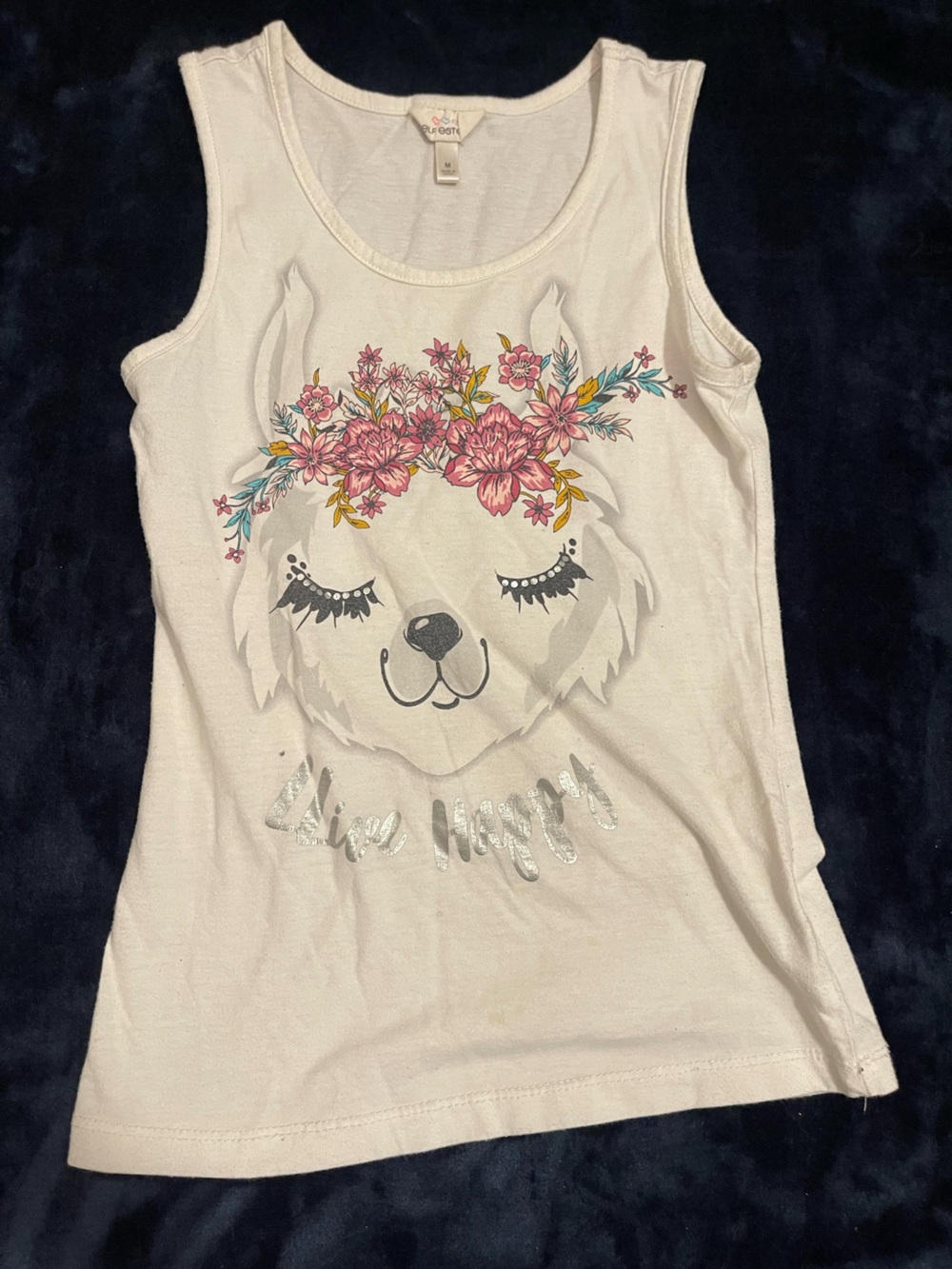 Self Esteem Cream Tank with Floral Crown Bear